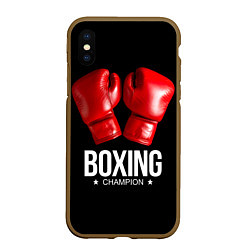 Чехол iPhone XS Max матовый Boxing Champion, цвет: 3D-коричневый