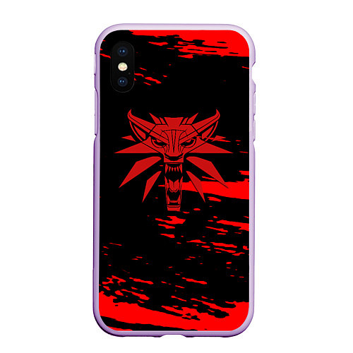 Чехол iPhone XS Max матовый The witcher лого ведьмака краски / 3D-Сиреневый – фото 1