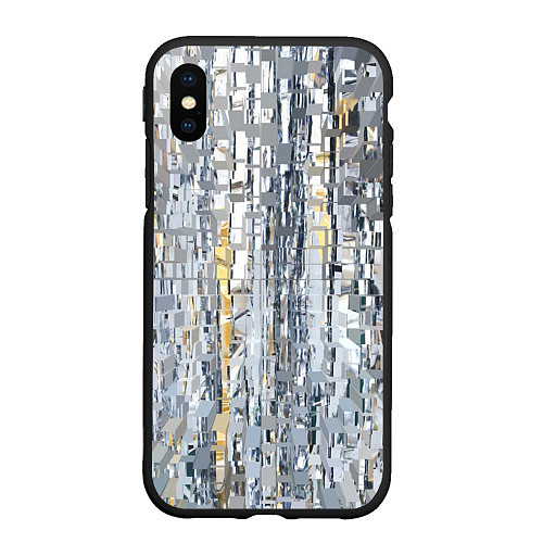 Чехол iPhone XS Max матовый Серебряные блоки / 3D-Черный – фото 1