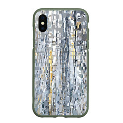 Чехол iPhone XS Max матовый Серебряные блоки, цвет: 3D-темно-зеленый