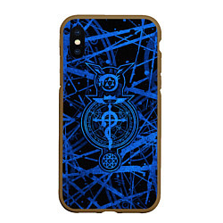 Чехол iPhone XS Max матовый Fullmetal Alchemist - symbols, цвет: 3D-коричневый