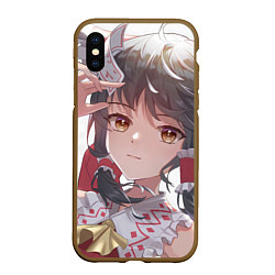 Чехол iPhone XS Max матовый Touhou Project Рейму улыбка, цвет: 3D-коричневый