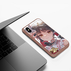 Чехол iPhone XS Max матовый Touhou Project Рейму улыбка, цвет: 3D-коричневый — фото 2