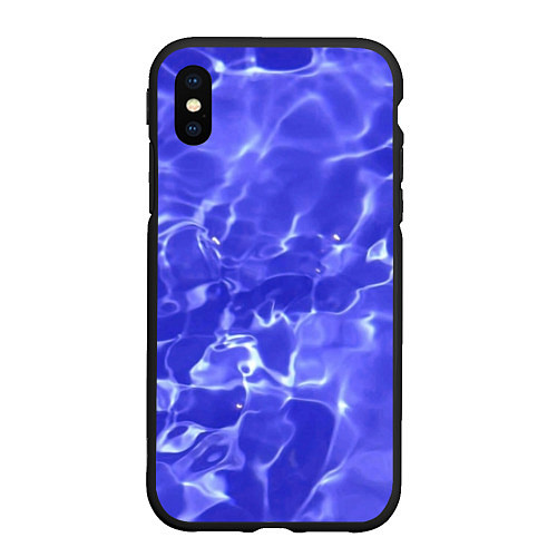 Чехол iPhone XS Max матовый Синяя вода текстура / 3D-Черный – фото 1