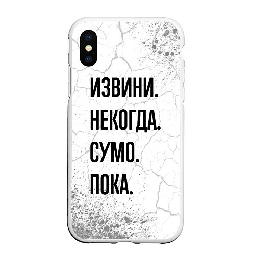 Чехол iPhone XS Max матовый Извини некогда - сумо, пока / 3D-Белый – фото 1