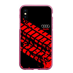 Чехол iPhone XS Max матовый AUDI краски текстура шины