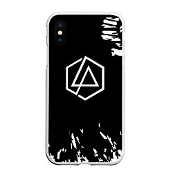 Чехол iPhone XS Max матовый Linkin park краски текстура рок, цвет: 3D-белый