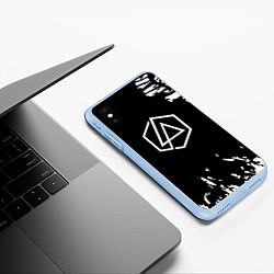 Чехол iPhone XS Max матовый Linkin park краски текстура рок, цвет: 3D-голубой — фото 2