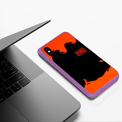 Чехол iPhone XS Max матовый PUBG orange splash, цвет: 3D-фиолетовый — фото 2