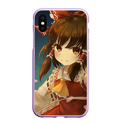 Чехол iPhone XS Max матовый Touhou Project Рейму fight, цвет: 3D-сиреневый