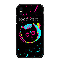 Чехол iPhone XS Max матовый Joy Division - rock star cat, цвет: 3D-черный