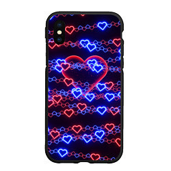 Чехол iPhone XS Max матовый Оковы-сердца, красная половинка, цвет: 3D-черный