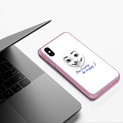 Чехол iPhone XS Max матовый Dont worry be happy, цвет: 3D-розовый — фото 2