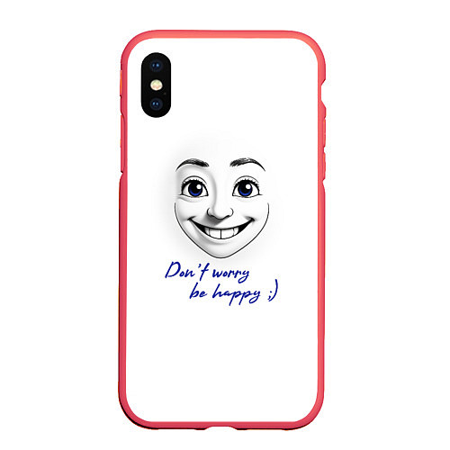 Чехол iPhone XS Max матовый Dont worry be happy / 3D-Красный – фото 1