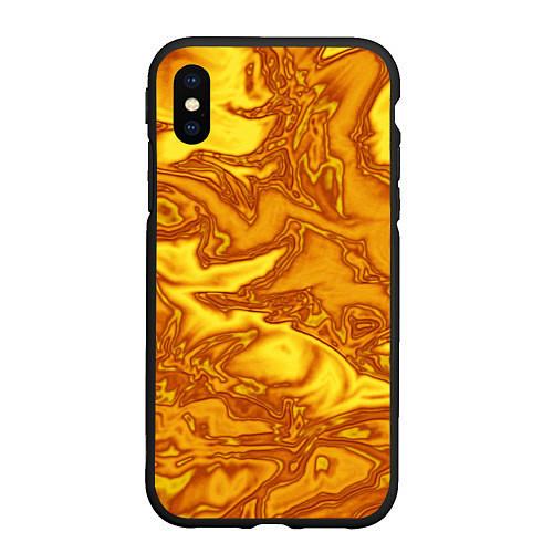 Чехол iPhone XS Max матовый Абстракция жидкое золото / 3D-Черный – фото 1