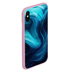 Чехол iPhone XS Max матовый Синяя абстракция в виде волн, цвет: 3D-розовый — фото 2