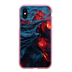 Чехол iPhone XS Max матовый Яркая волнистая абстракция, цвет: 3D-розовый