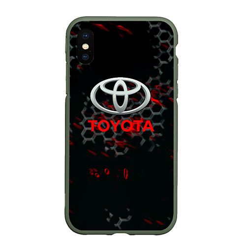 Чехол iPhone XS Max матовый Toyota краски броня / 3D-Темно-зеленый – фото 1