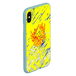 Чехол iPhone XS Max матовый Cyberpunk logo winter, цвет: 3D-мятный — фото 2