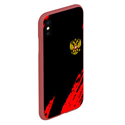 Чехол iPhone XS Max матовый Россия герб краски красные, цвет: 3D-красный — фото 2