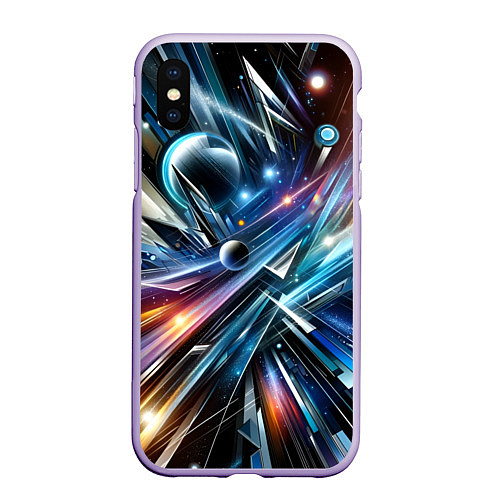 Чехол iPhone XS Max матовый Космос - футуризм / 3D-Светло-сиреневый – фото 1