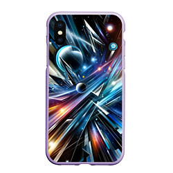 Чехол iPhone XS Max матовый Космос - футуризм, цвет: 3D-светло-сиреневый