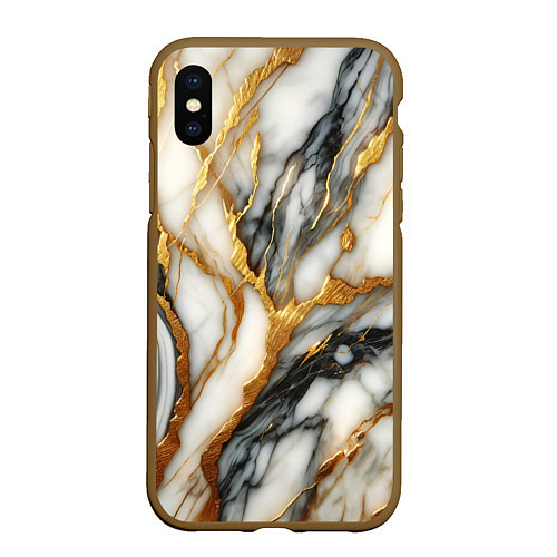 Чехол iPhone XS Max матовый Мрамор - текстура / 3D-Коричневый – фото 1