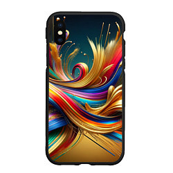 Чехол iPhone XS Max матовый Золотые линии