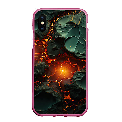 Чехол iPhone XS Max матовый Объемная текстура и лава / 3D-Малиновый – фото 1