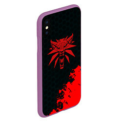 Чехол iPhone XS Max матовый Ведьмак краски соты, цвет: 3D-фиолетовый — фото 2