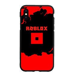 Чехол iPhone XS Max матовый Roblox краски красные, цвет: 3D-черный