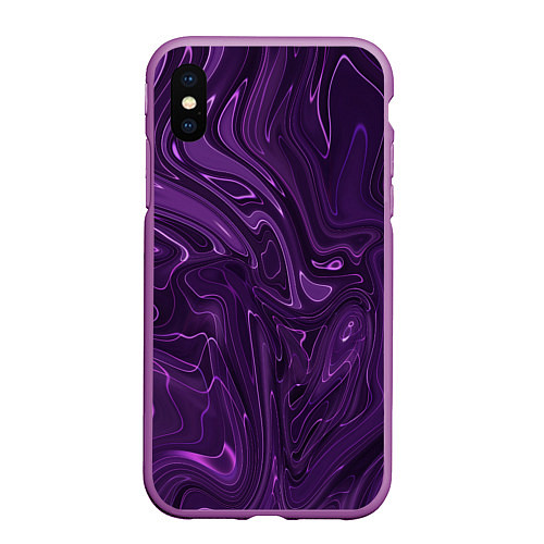 Чехол iPhone XS Max матовый Абстакция на темно фиолетовом / 3D-Фиолетовый – фото 1