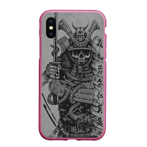 Чехол iPhone XS Max матовый Demonic samurai / 3D-Малиновый – фото 1