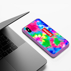 Чехол iPhone XS Max матовый Color abstraction - summer, цвет: 3D-фиолетовый — фото 2