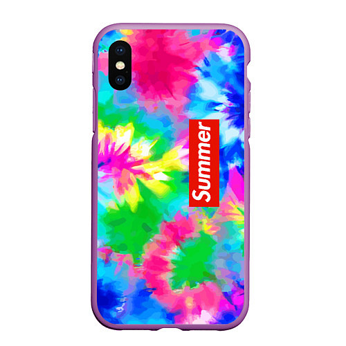 Чехол iPhone XS Max матовый Color abstraction - summer / 3D-Фиолетовый – фото 1