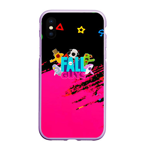 Чехол iPhone XS Max матовый Fall Guys kids color / 3D-Сиреневый – фото 1