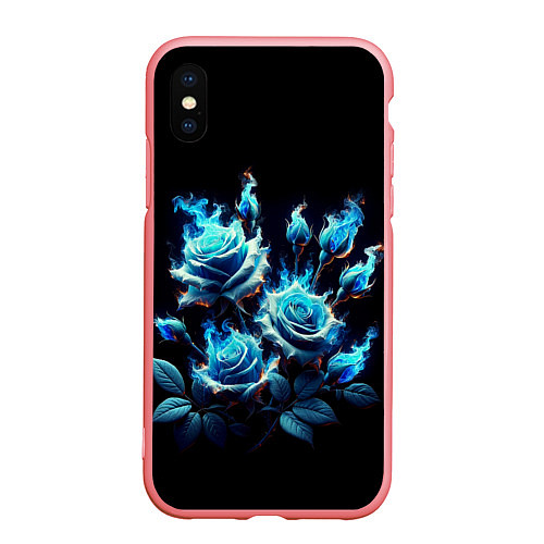 Чехол iPhone XS Max матовый Розы в голубом огне / 3D-Баблгам – фото 1