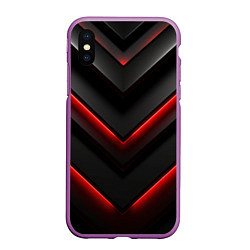 Чехол iPhone XS Max матовый Красное свечение на черном, цвет: 3D-фиолетовый