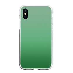 Чехол iPhone XS Max матовый Градиент приглушённый зелёный, цвет: 3D-белый