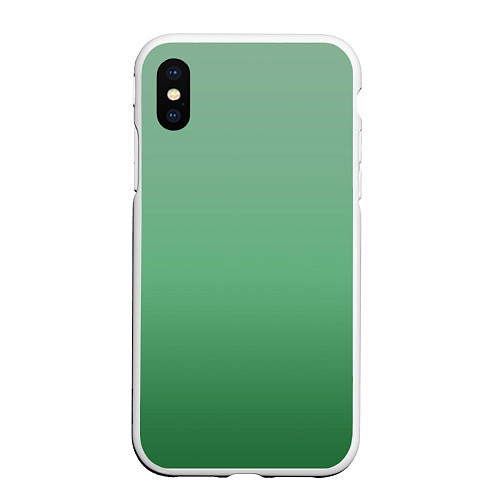 Чехол iPhone XS Max матовый Градиент приглушённый зелёный / 3D-Белый – фото 1
