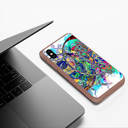 Чехол iPhone XS Max матовый Сплетенные круги Инь Ян, цвет: 3D-коричневый — фото 2