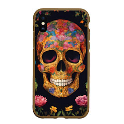Чехол iPhone XS Max матовый Bright colors and skull, цвет: 3D-коричневый