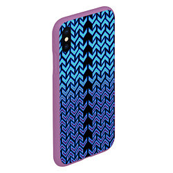 Чехол iPhone XS Max матовый Синие стрелки на чёрном фоне киберпанк, цвет: 3D-фиолетовый — фото 2
