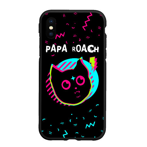 Чехол iPhone XS Max матовый Papa Roach - rock star cat / 3D-Черный – фото 1