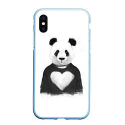 Чехол iPhone XS Max матовый Love panda, цвет: 3D-голубой