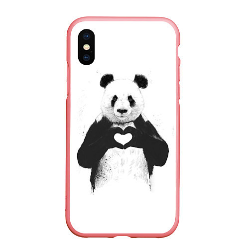 Чехол iPhone XS Max матовый Panda love / 3D-Баблгам – фото 1