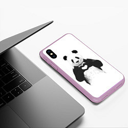 Чехол iPhone XS Max матовый Panda love, цвет: 3D-сиреневый — фото 2