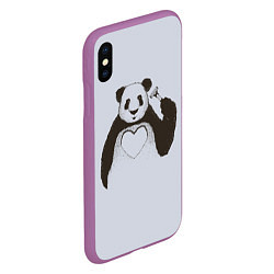 Чехол iPhone XS Max матовый Panda love art, цвет: 3D-фиолетовый — фото 2