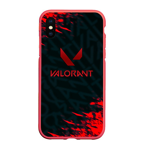 Чехол iPhone XS Max матовый Valorant текстура краски / 3D-Красный – фото 1