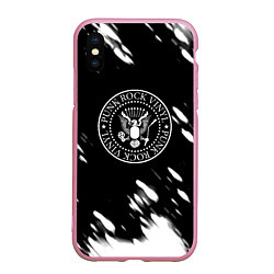 Чехол iPhone XS Max матовый Ramones краски, цвет: 3D-розовый